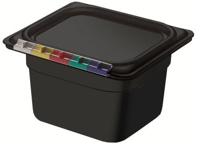 Гастроёмкость 1/6-100 1.6л чёрная без крышки глубокая пластиковая по 12 шт/уп