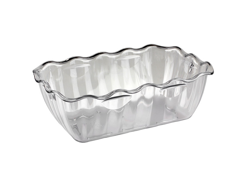 Салатник прямоугольный 2000мл 260x175мм h80мм прозрачный пластиковый с волнистыми краями по 9 шт/уп