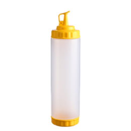 Ёмкость для соуса  750мл d70мм h270мм c 2 жёлтыми крышками носиком и колпачком прозрачная по 96 шт/уп