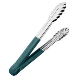 Щипцы кухонные универсальные 300мм металлические зеленая ручка по 120 шт/уп