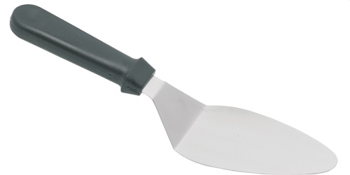 Лопатка кухонная 30 см. изогнутая раб.часть 13*7,5 см.нерж. с пластик. ручкой, черная /1/96/