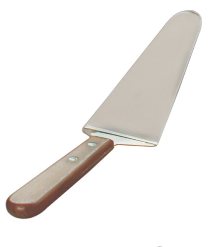 Лопатка кухонная 26 см. изогнутая раб. часть 12,5*6 см. нерж. с дерев. ручкой /1/144/