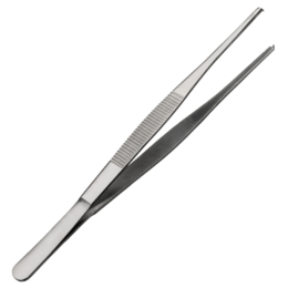 Щипцы кухонные пинцет 200мм металлические прямые прямой кончик с зубцами по 100 шт/уп
