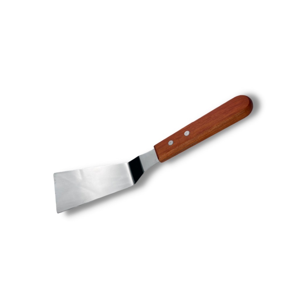 Лопатка кухонная 24,5 см. изогнутая раб.часть 13*5,5 см. нерж., с дерев. ручкой /1/120/