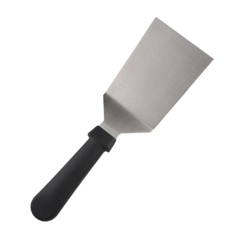 Лопатка кухонная 28 см. изогнутая раб.часть 11,5*9 см. нерж. широкая с пластик. ручкой, черная /1/96/