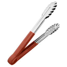 Щипцы кухонные универсальные 300мм металлические красная ручка по 120 шт/уп