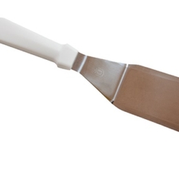 Лопатка 31,5 см. изогнутая раб. часть 12,5*7 см. нерж. с пластик. ручкой, белая /1/120/