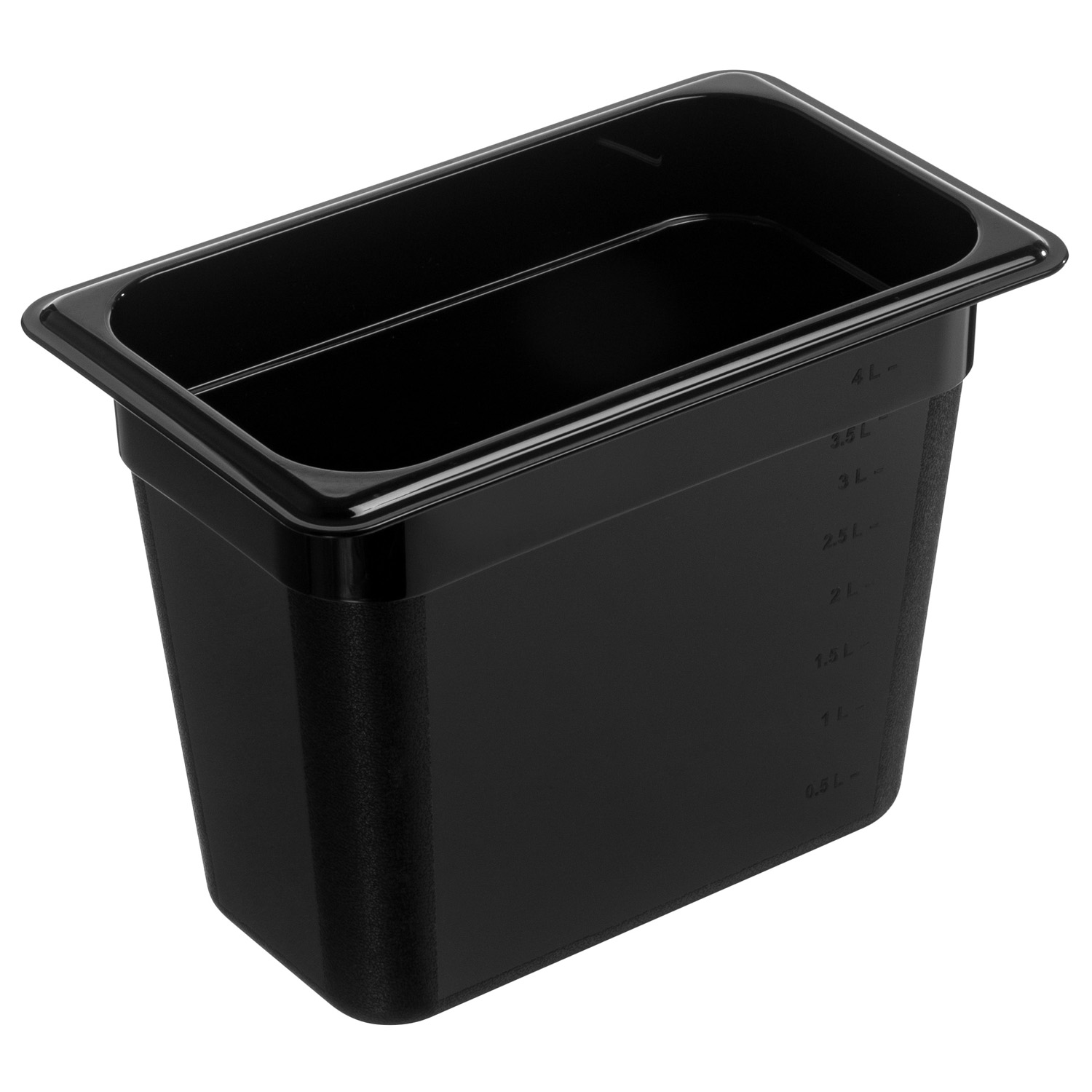 Гастроёмкость 1/4-200 265x162мм h200мм 4.9л чёрная прямоугольная без крышки из поликарбоната по 1 шт/уп