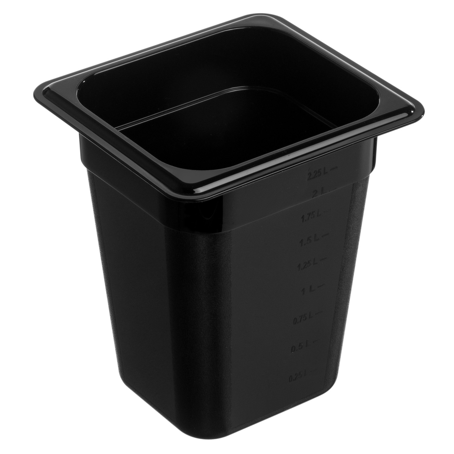 Гастроёмкость 1/6-200 176x162мм h200мм 2.6л чёрная прямоугольная без крышки из поликарбоната по 1 шт/уп