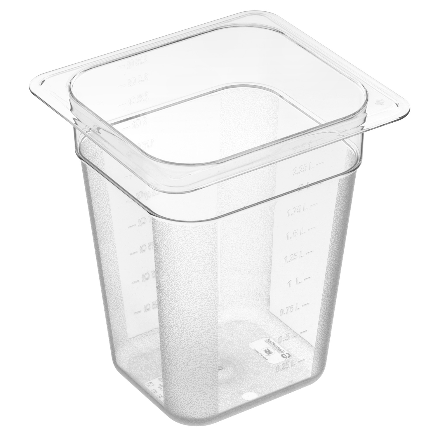 Гастроёмкость 1/6-200 176x162мм h200мм 2.6л прозрачная прямоугольная без крышки из поликарбоната по 1 шт/уп