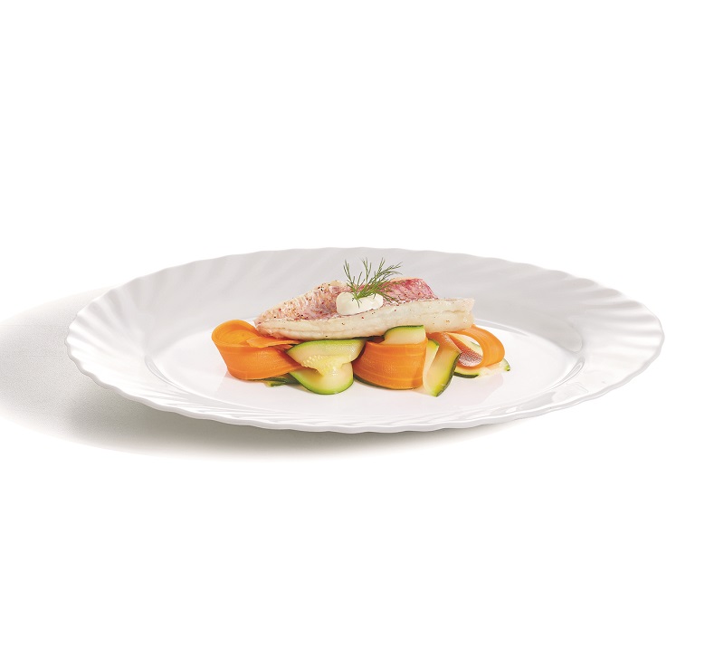 Блюдо для еды овальное «Trianon» 290x220мм h20мм белое из опалового стекла по 4 шт/уп