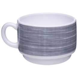 Чашка кофейная/чайная «Brush» 190мл d76мм h57мм серый край из опалового стекла по 12 шт/уп