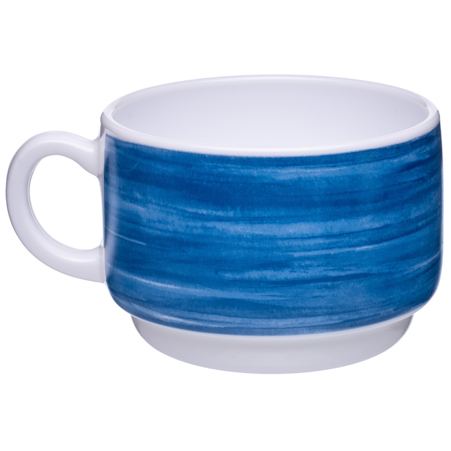 Чашка кофейная/чайная «Brush» 190мл d76мм h57мм синий край из опалового стекла по 12 шт/уп