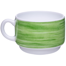 Чашка кофейная/чайная «Brush» 190мл d76мм h57мм зеленый край из опалового стекла по 12 шт/уп