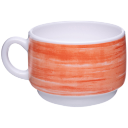 Чашка кофейная/чайная «Brush» 190мл d76мм h57мм оранж. край из опалового стекла по 12 шт/уп