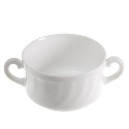 Тарелка суповая круглая «Trianon» 300мл d98мм h60мм белая с двумя ручками из опалового стекла по 6 шт/уп