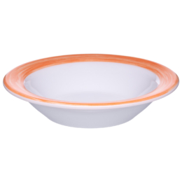 Блюдце круглое «Brush» d120мм 110мл белое оранжевый край глубокое из опалового стекла по 6 шт/уп