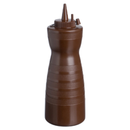 Бутылка для соуса пластиковая 700мл d82мм h238мм коричневая круглая фигурная с крышкой носиком и колпачком по 24 шт/уп