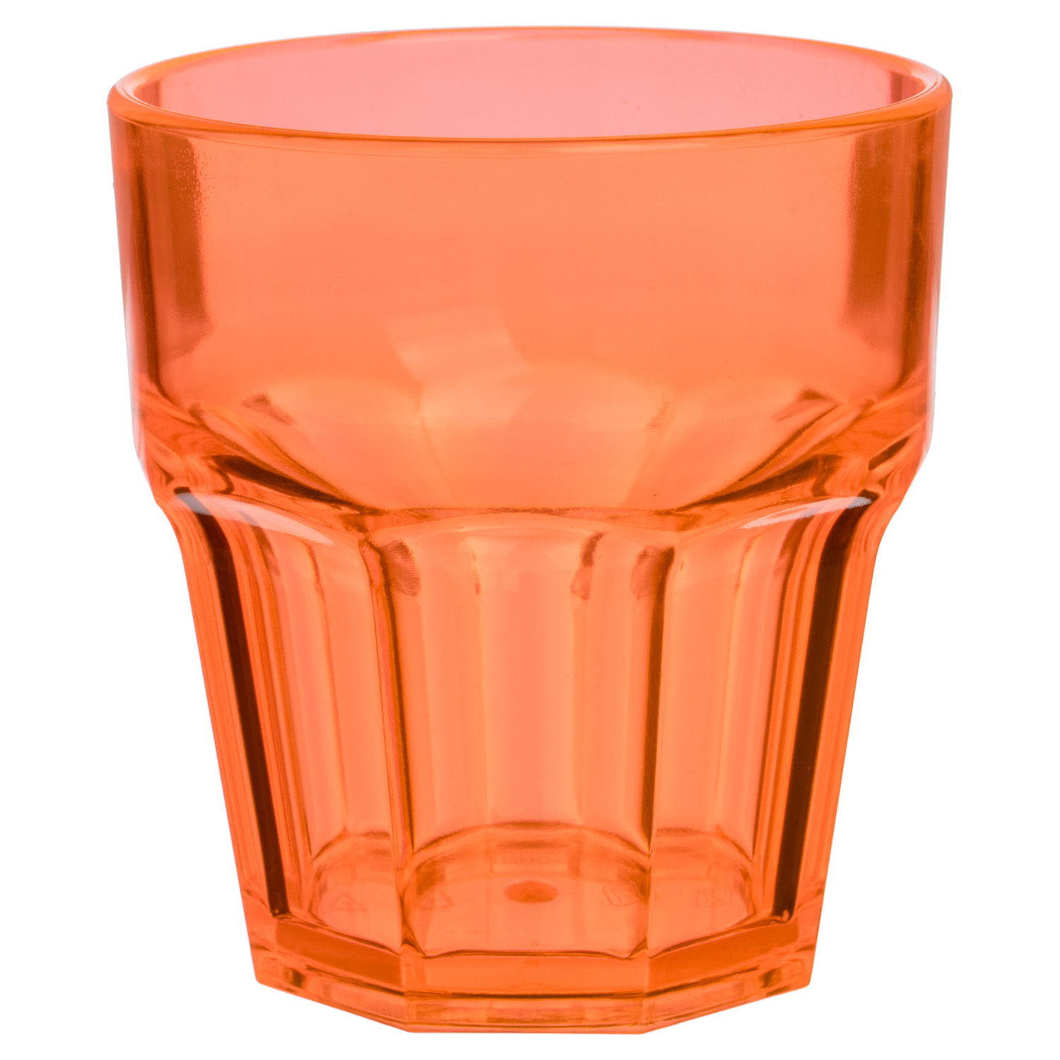 Стакан для напитков 250мл d83мм h90мм оранжевый круглый из поликарбоната по 42 шт/уп