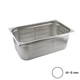 Гастроемкость 1/1 h=200 мм. 27,8 л. нерж.перфорир. d=6 мм. /1/6/
