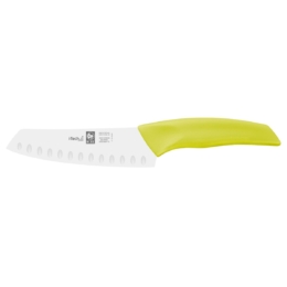 Нож японский Santoku 140/260 мм. с бороздками, салатовый I-TECH /1/12/